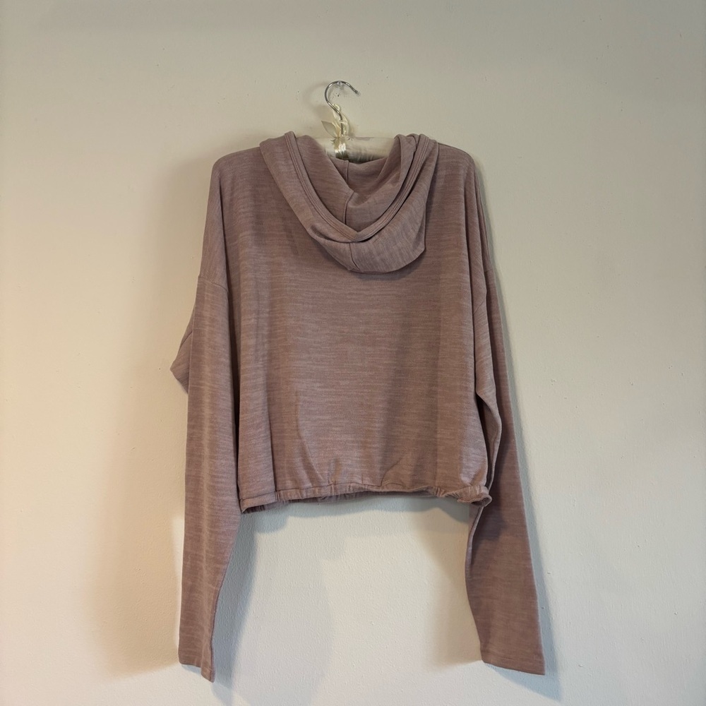Kittenish Purple Gray Cropped Hoodie Sweatshirt - Picture 2 of 5